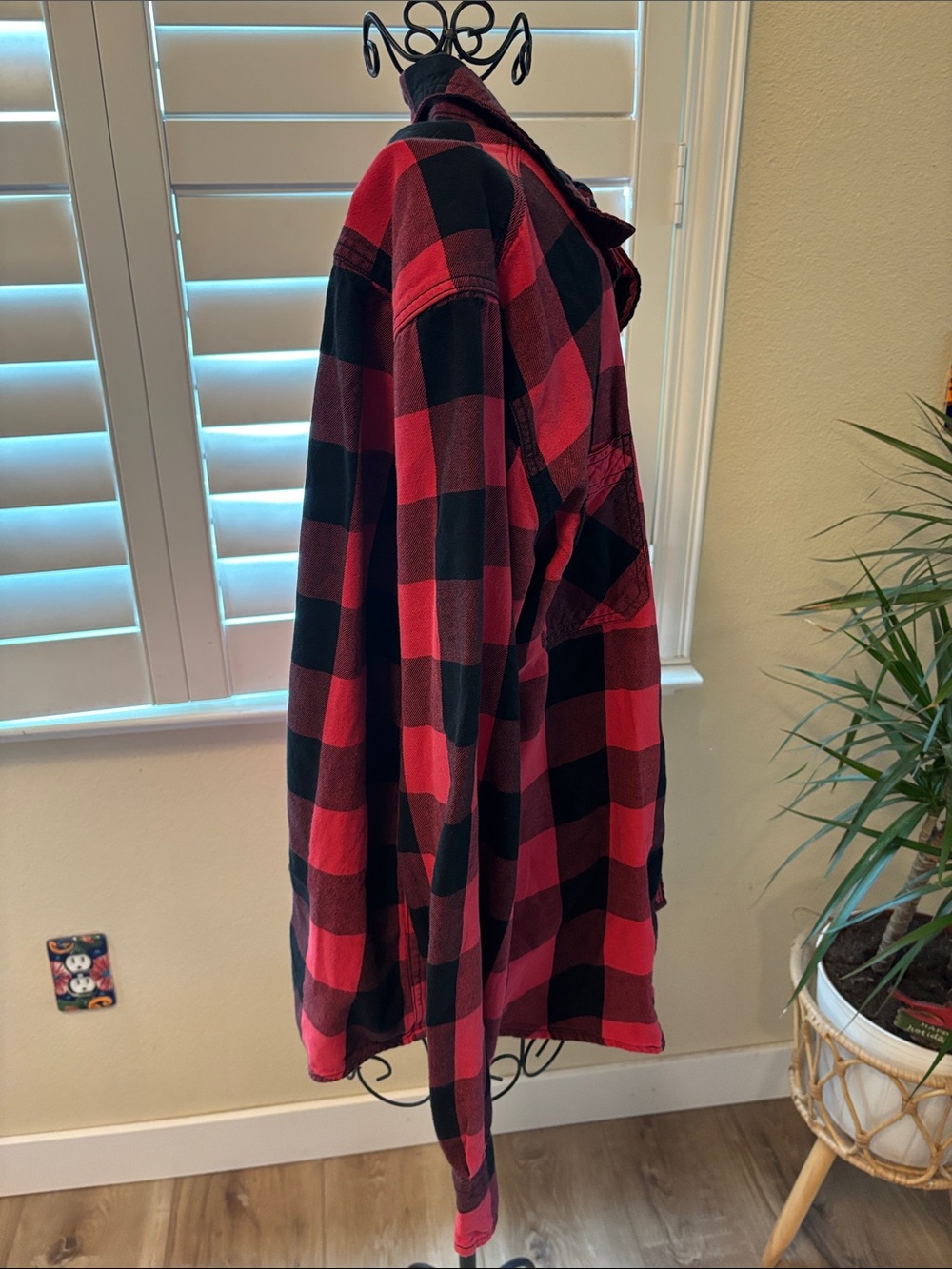 Handmade one of a kind distressed Black Buffalo Plaid Flannel Shirt - Picture 2 of 5